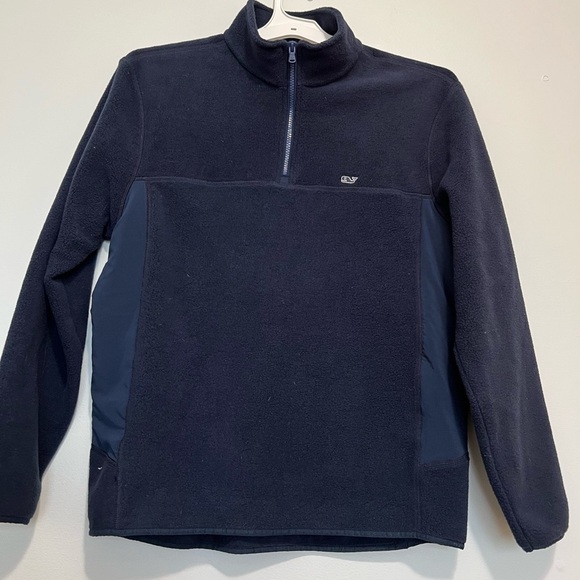 Vineyard Vines Navy Fleece Shep 1/4 Zip pullover sweatshirt v5. - Picture 1 of 15